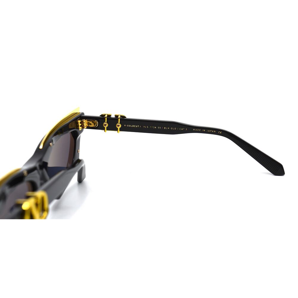 NEW VALENTINO GOLDCUT VLS-113A-55 BLACK GREY LENS SUNGLASSES AUTHENTIC - Picture 9 of 15